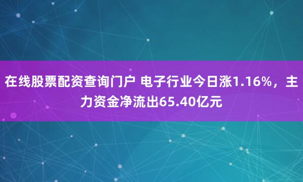 在线股票配资查询门户 电子行业今日涨1.16%，主力资金净流出65.40亿元
